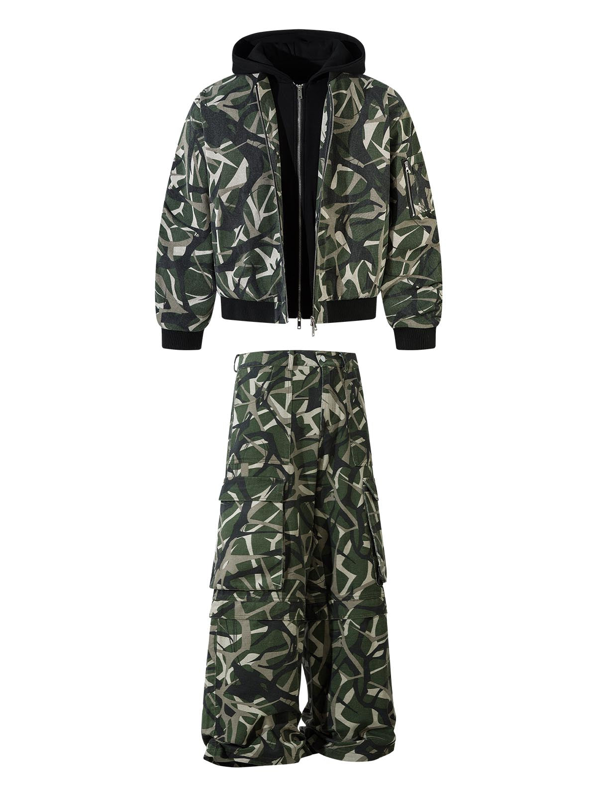 Camo Layered Hoodie Track Set