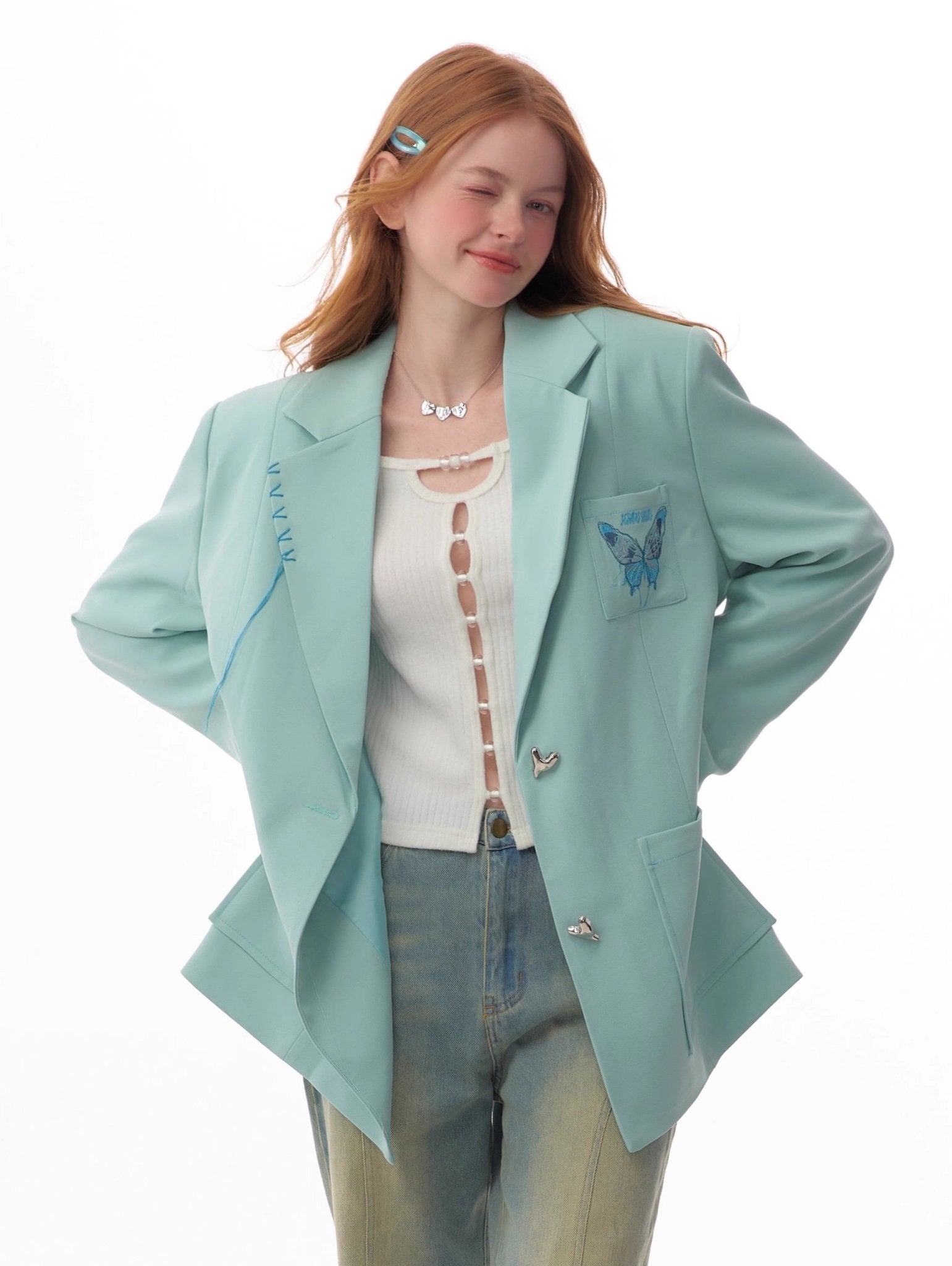 Butterfly Embroidered Blazer