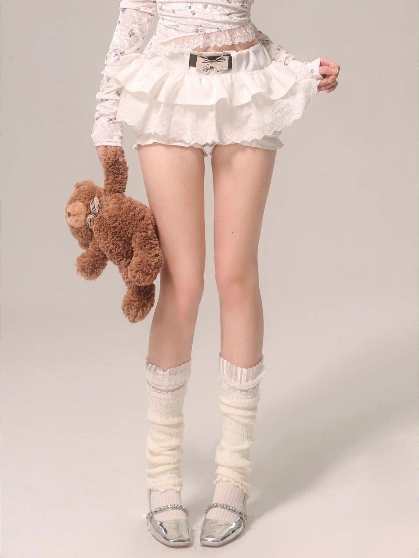 Elegant Bow Lace White Skirt - chiclara