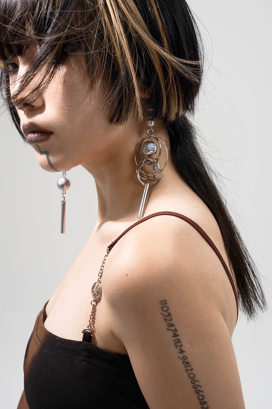 Asymmetric Chrome Orbit Earrings