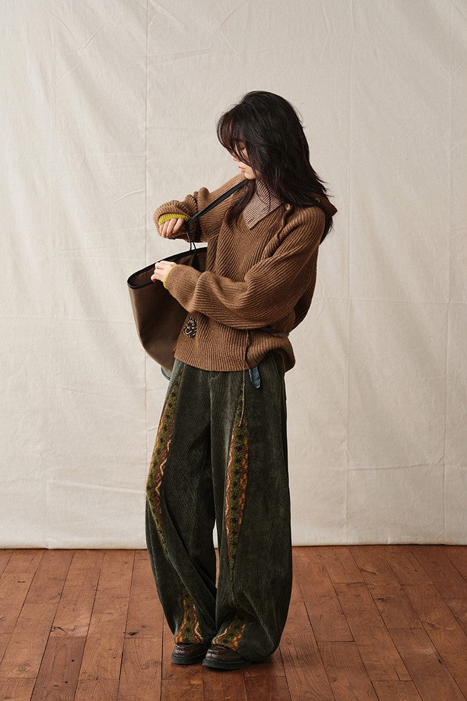 Corduroy Eye-Design Casual Pants