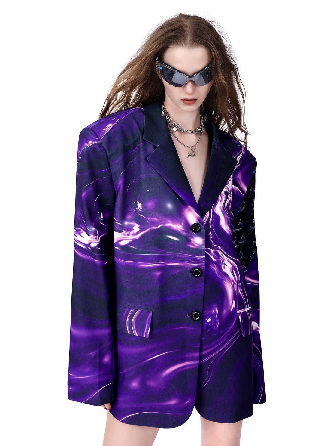 PINKSPINK Cosmic Swirl Oversized Blazer - Purple