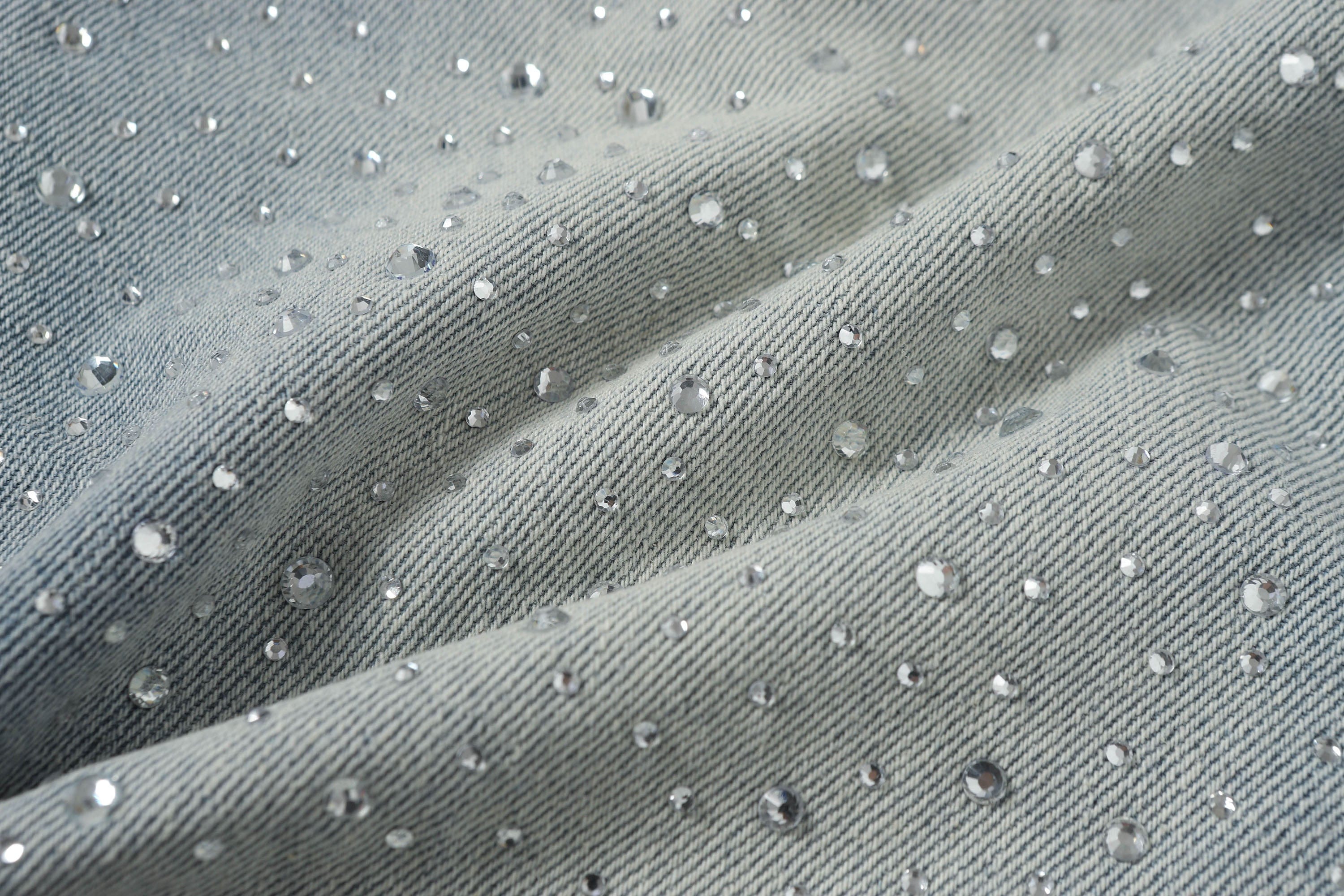 Rhinestone Studded Denim Shorts