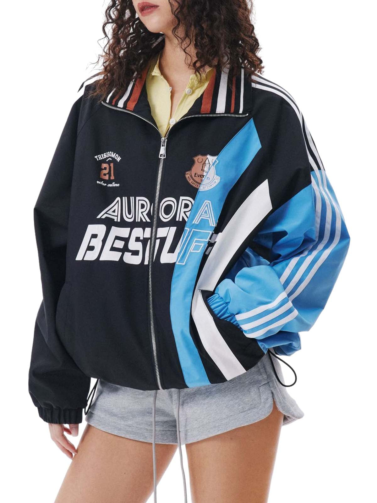 Vintage-Style Two-Tone Athletic Track Jacket