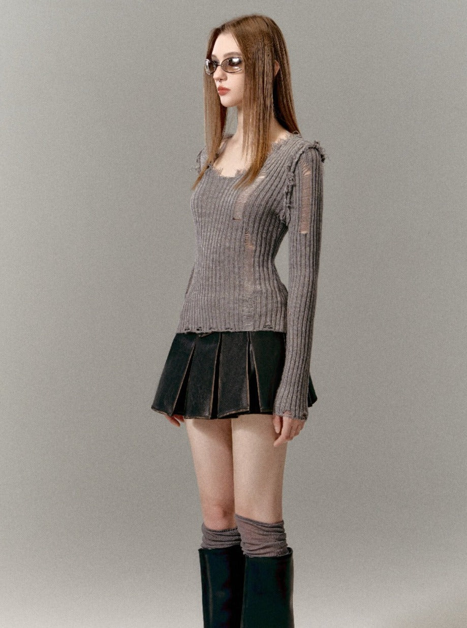 V-Neck Knit Sweater - chiclara