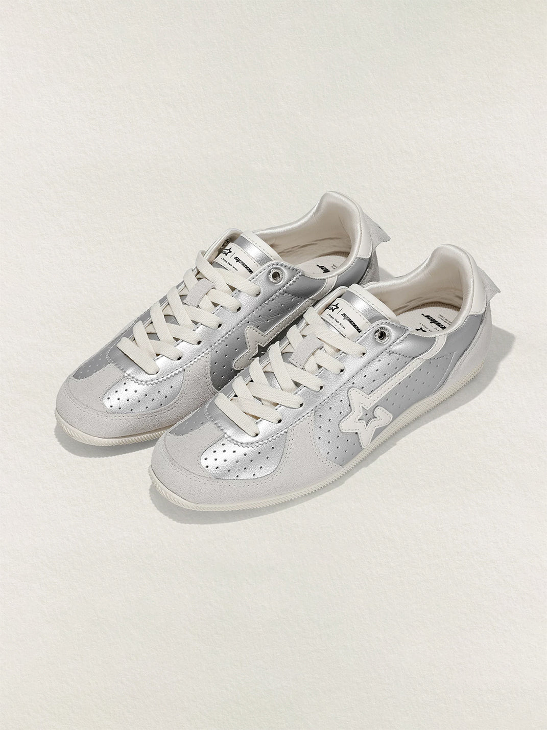 Soft-Silver Star-Panel Low-Profile Sneakers - view 10