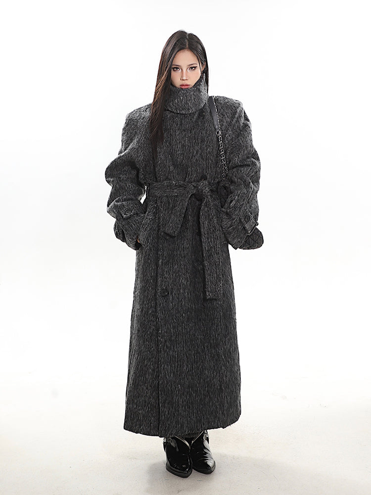 Turtleneck Wool Maxi Coat