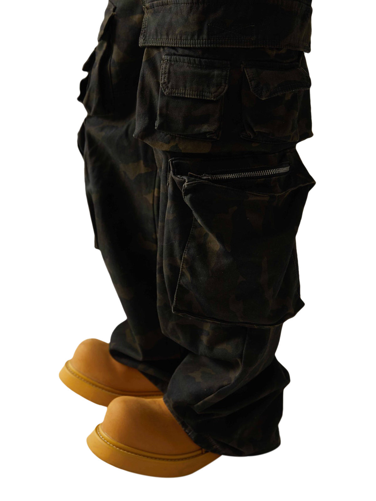 Camo Wide-Leg Cargo Overalls - Streetwear Style