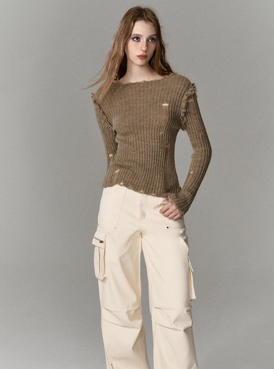 V-Neck Knit Sweater - chiclara