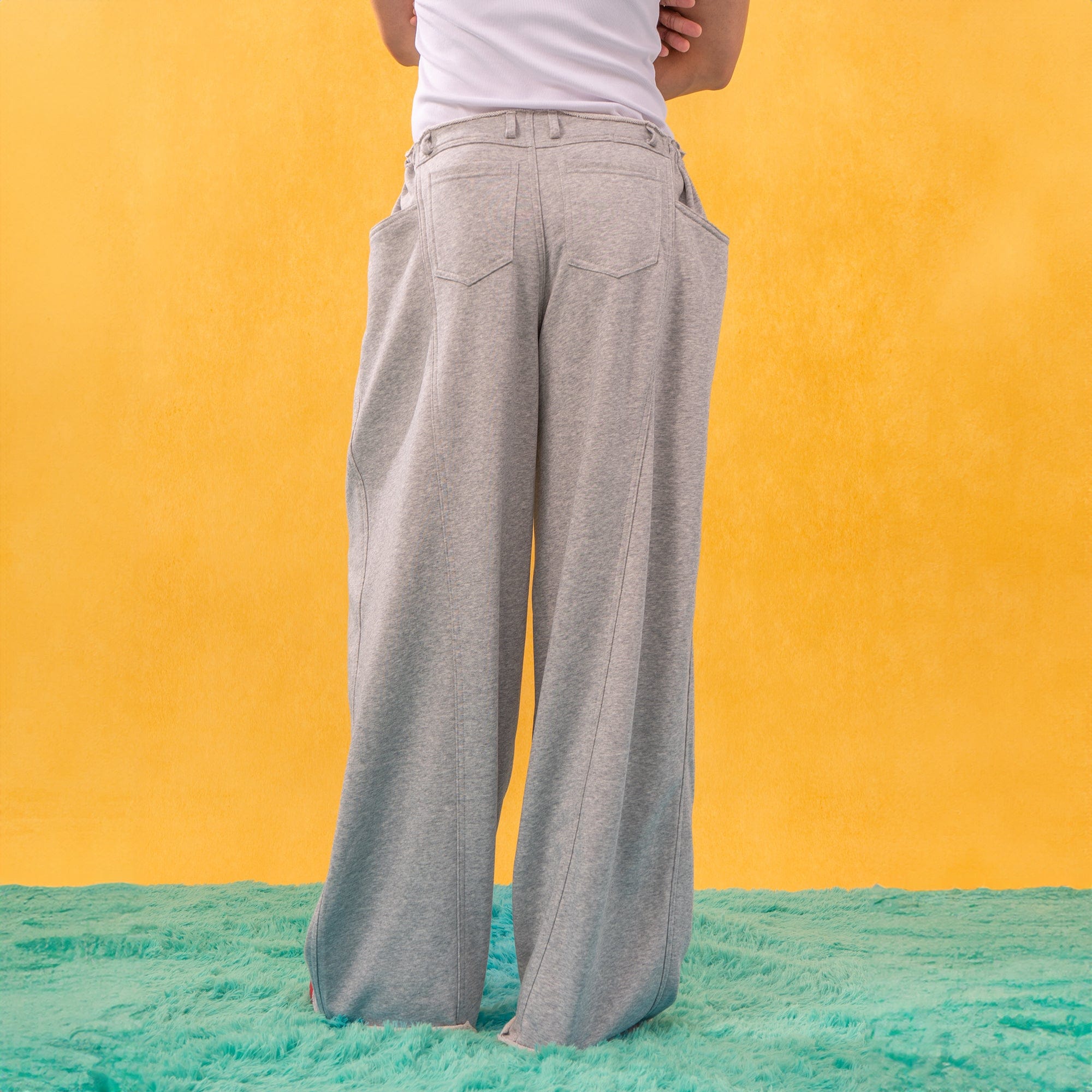 Middle Spliced Wide-Leg Drawstring Sweatpants