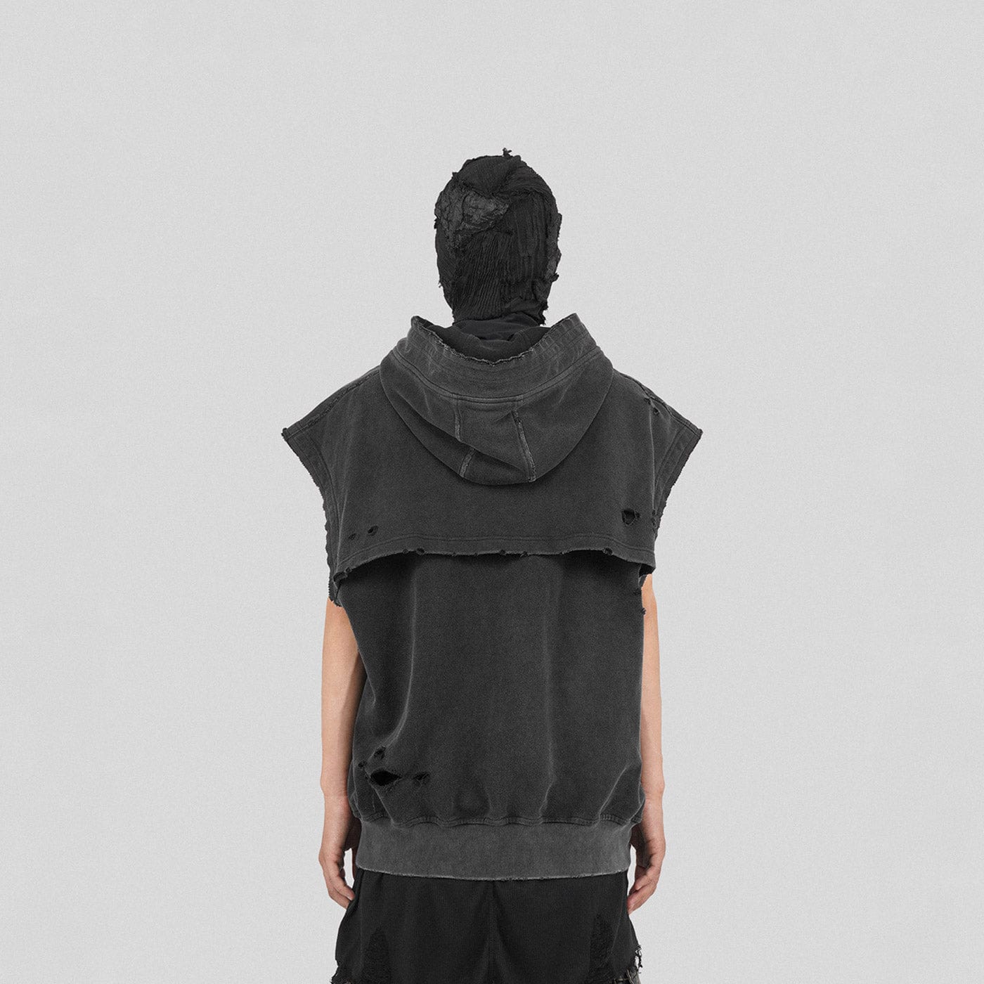 Distressed Sleeveless Hoodie