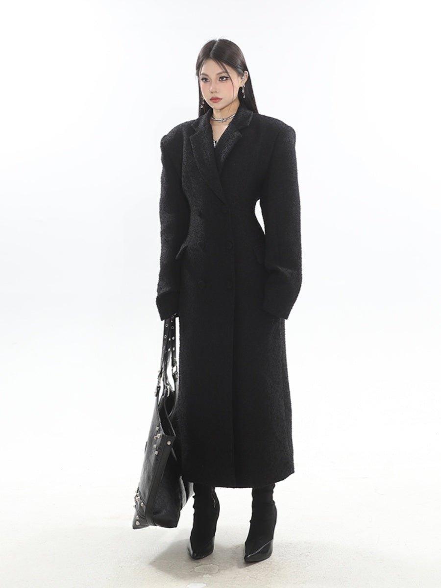 Elegant Waist-Accentuated Long Coat - chiclara