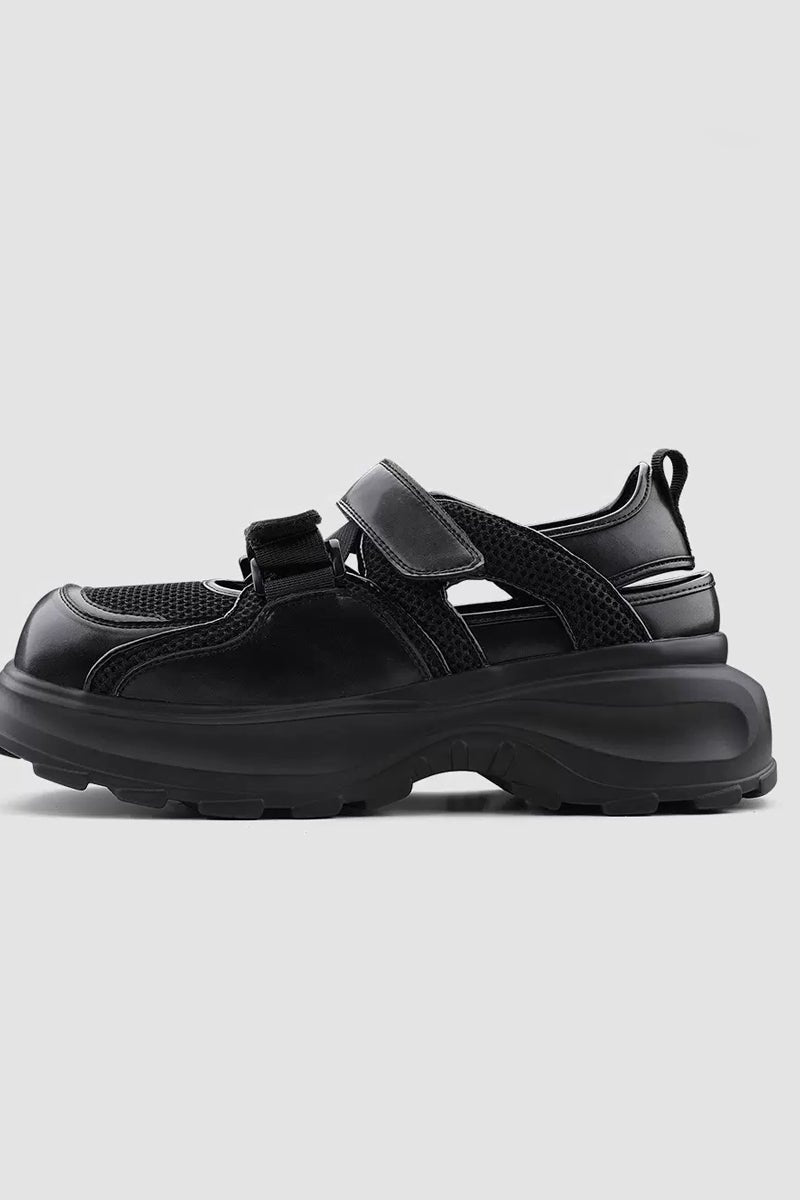 Black Platform Mesh Sneakers