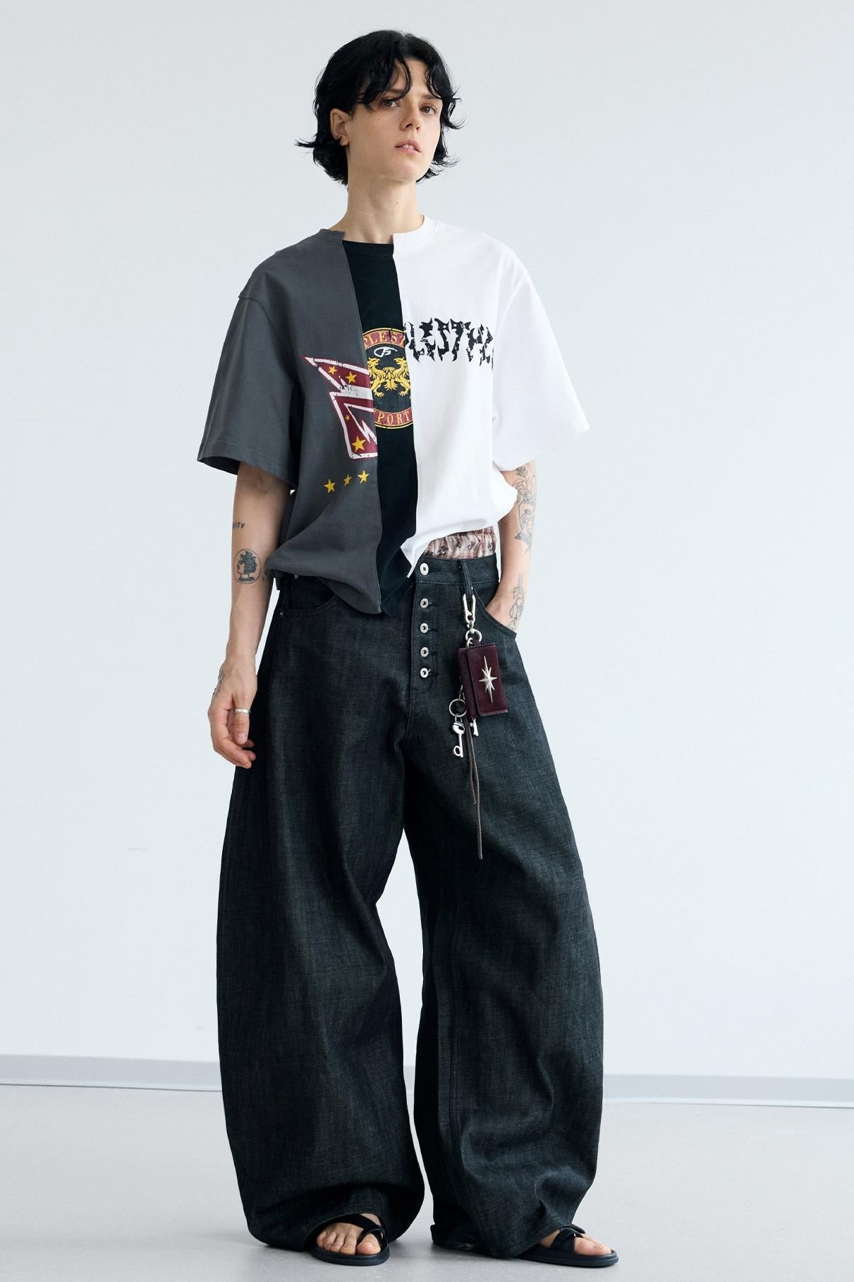 Men's Wide-Leg Curved Knife Jeans