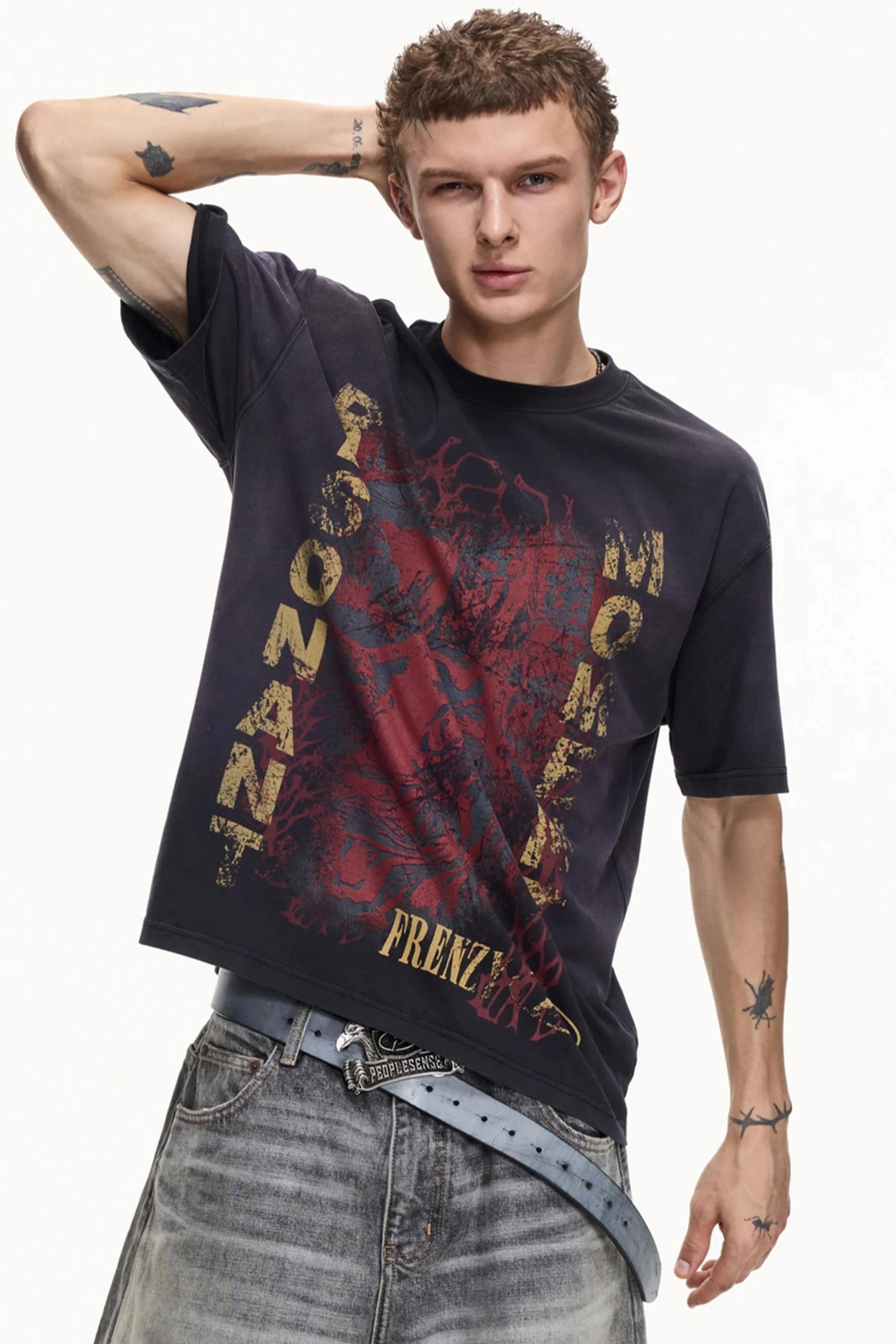 Men's Retro Distressed Cotton T-Shirt