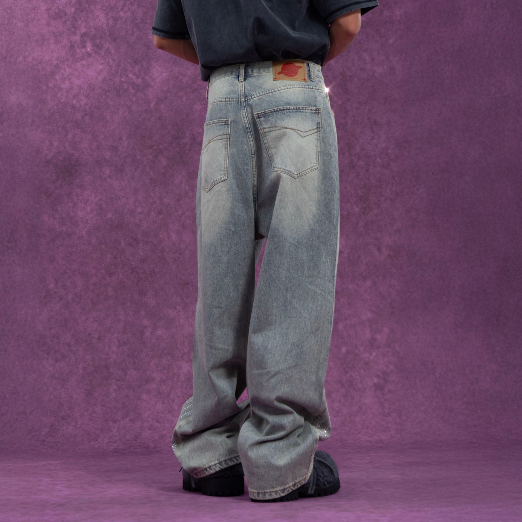 Rhinestone Trim Vintage Jeans