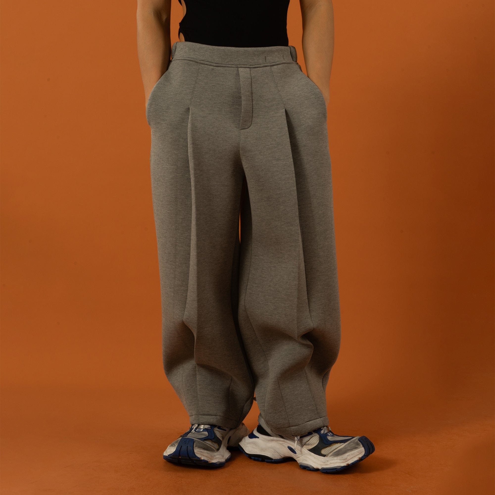 Wide Leg Pleated Crinkled Sweatpants