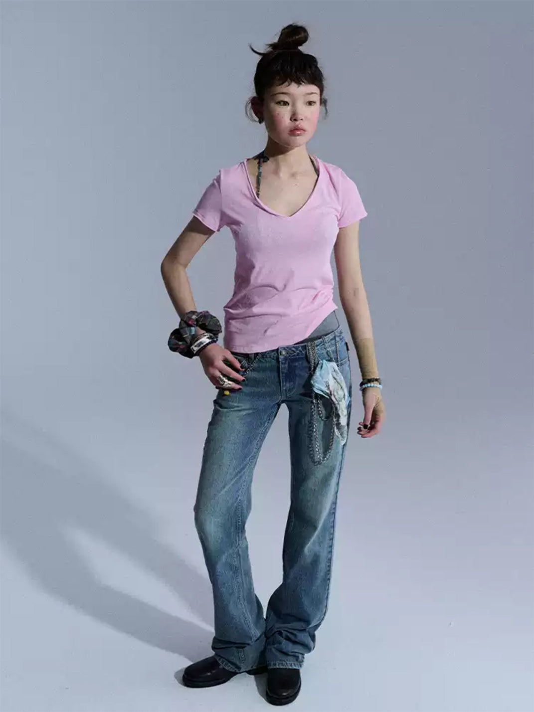 Low-Waist Slim Flare Jeans
