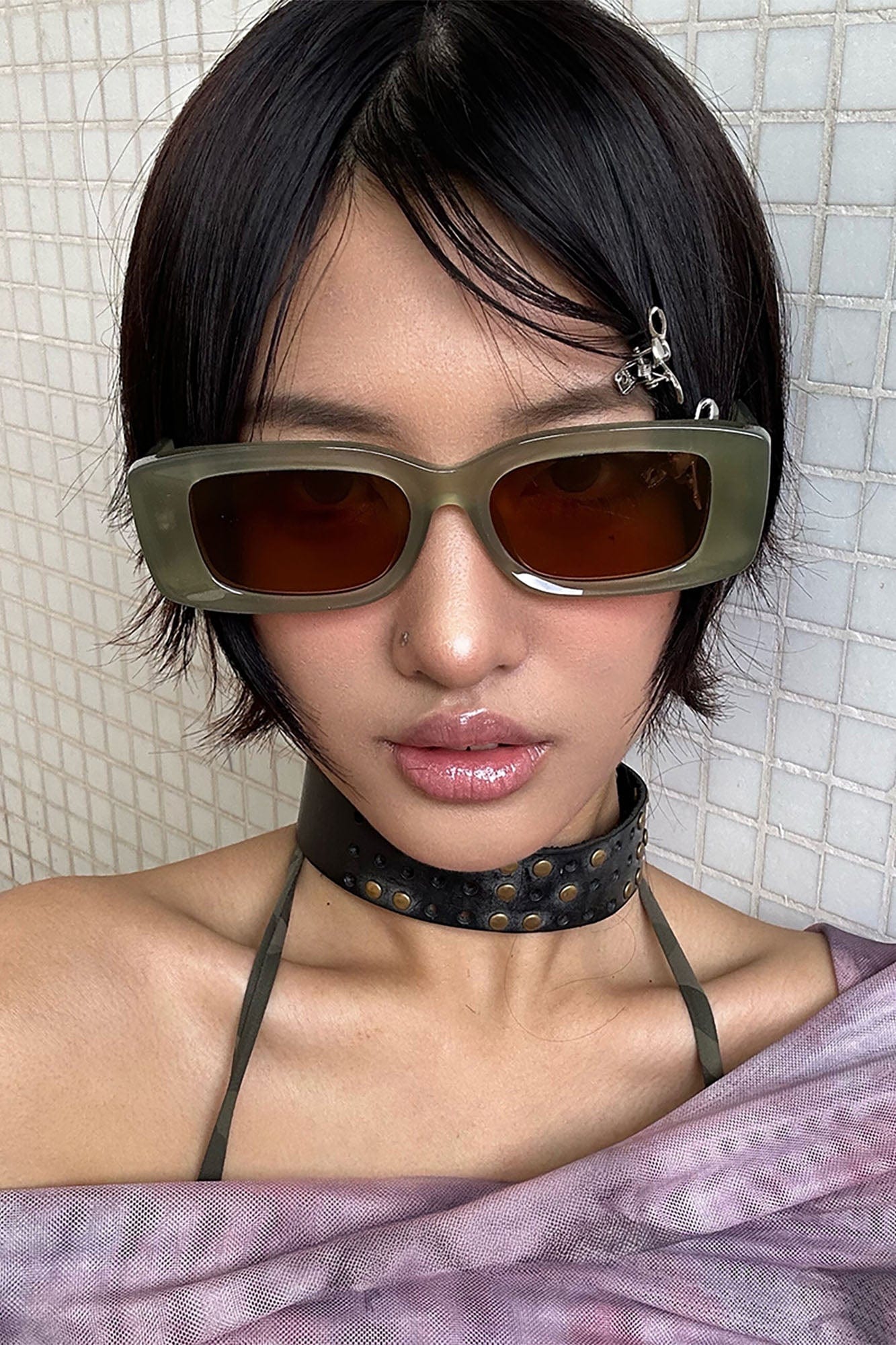 Matte Chunky Rectangle Sunglasses - view 7