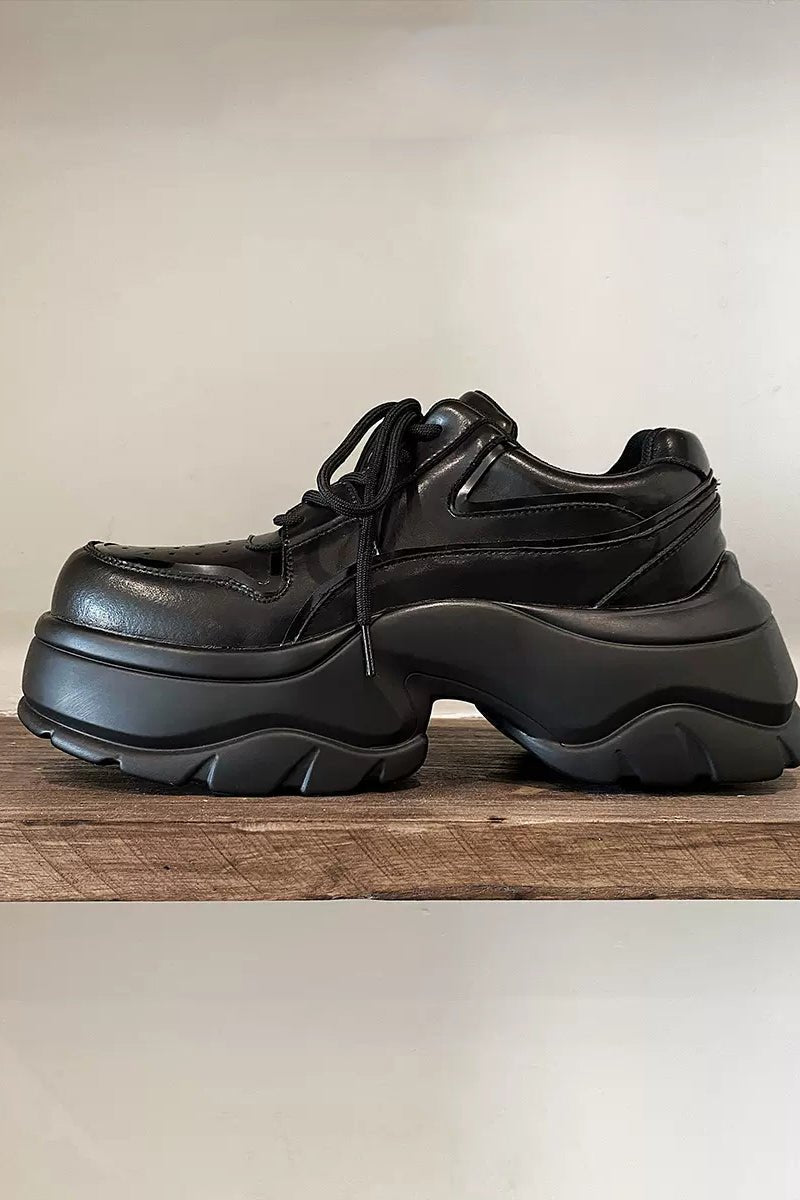 Black Chunky Platform Oxford Shoes