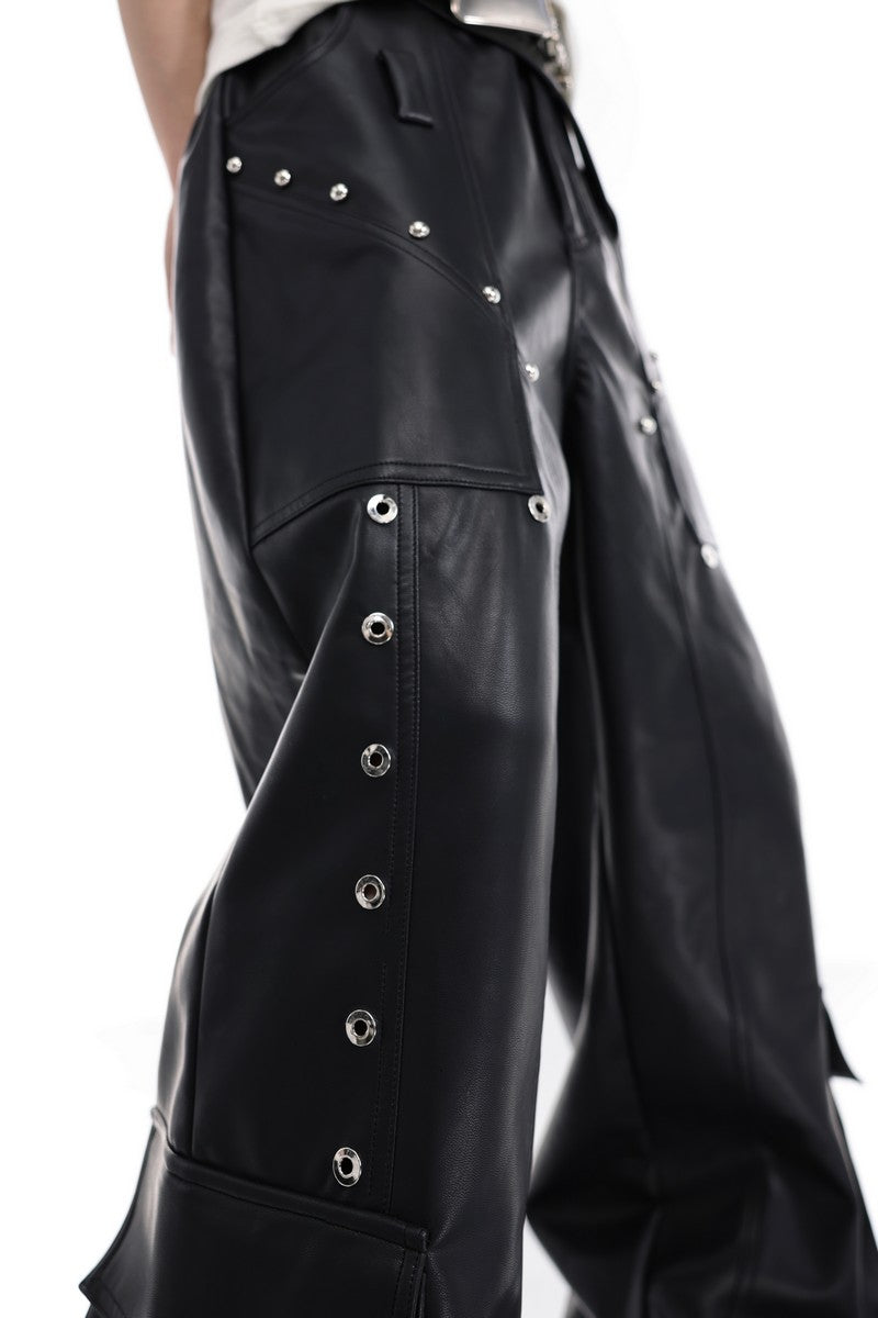 Riveted Leather Pants - chiclara