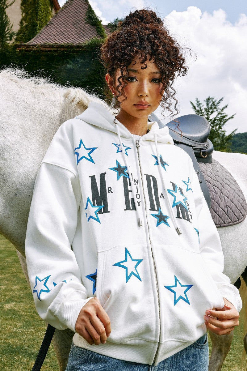 Hoodie with Embroidered Stars Logo - chiclara