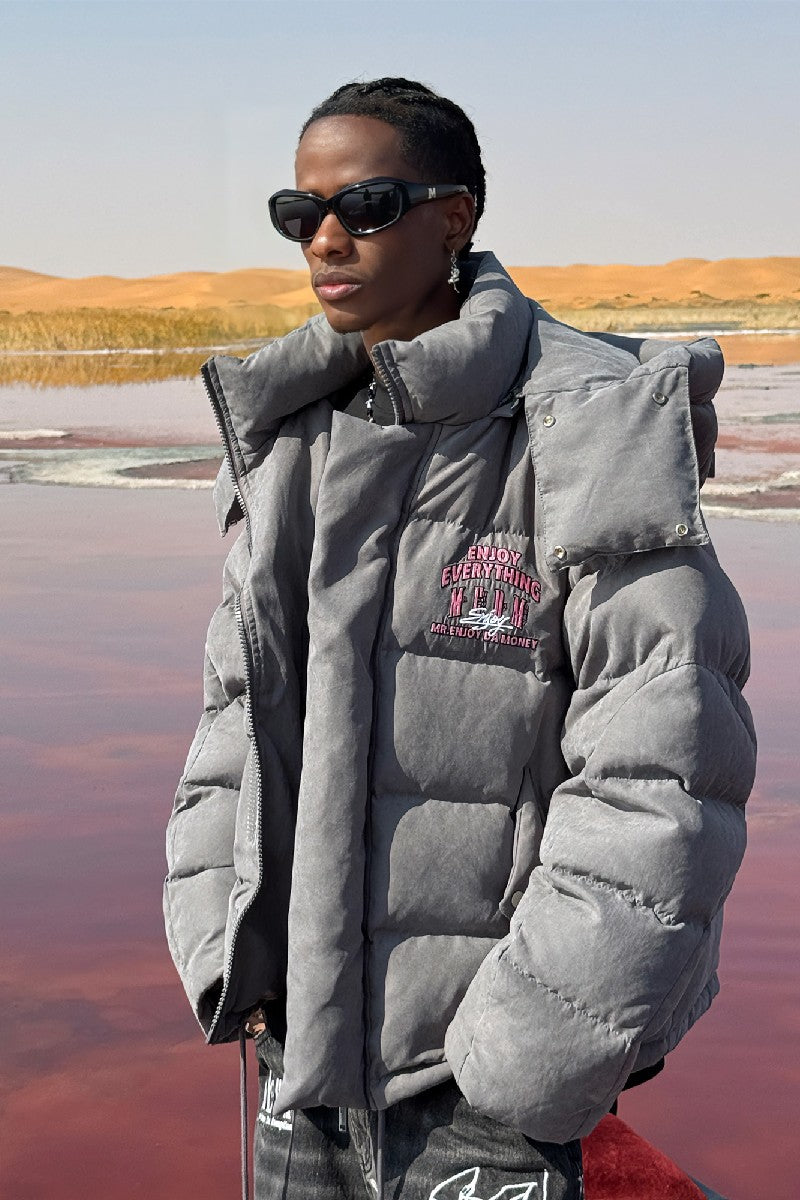 Puffer Jacket with Neck Logo - chiclara