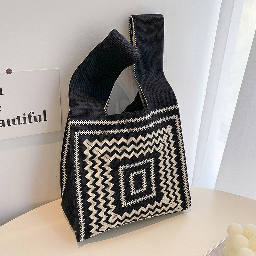 Retro Pattern Knit Storage Pouch