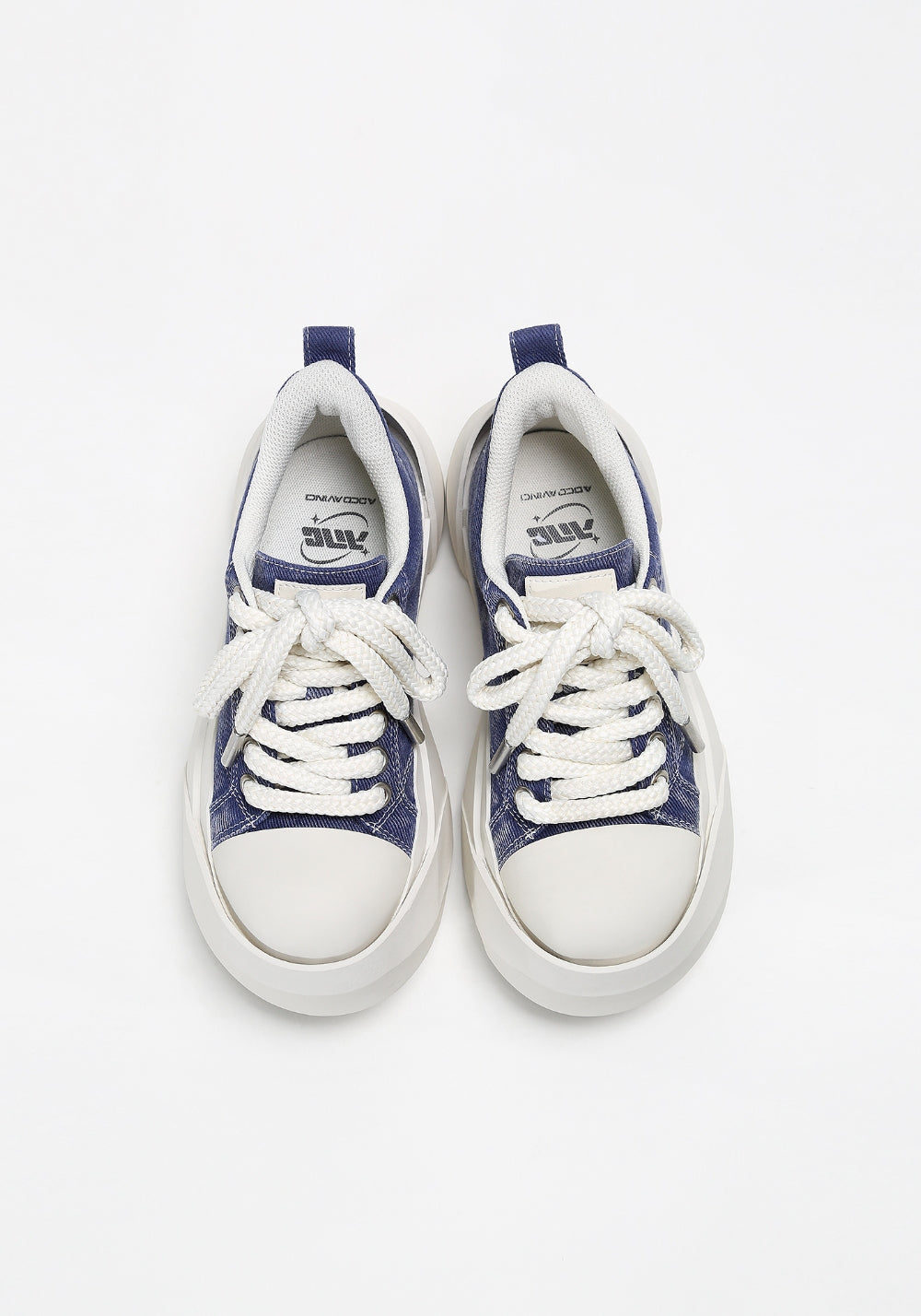 Denim Bare Look Washed Platform Sneakers