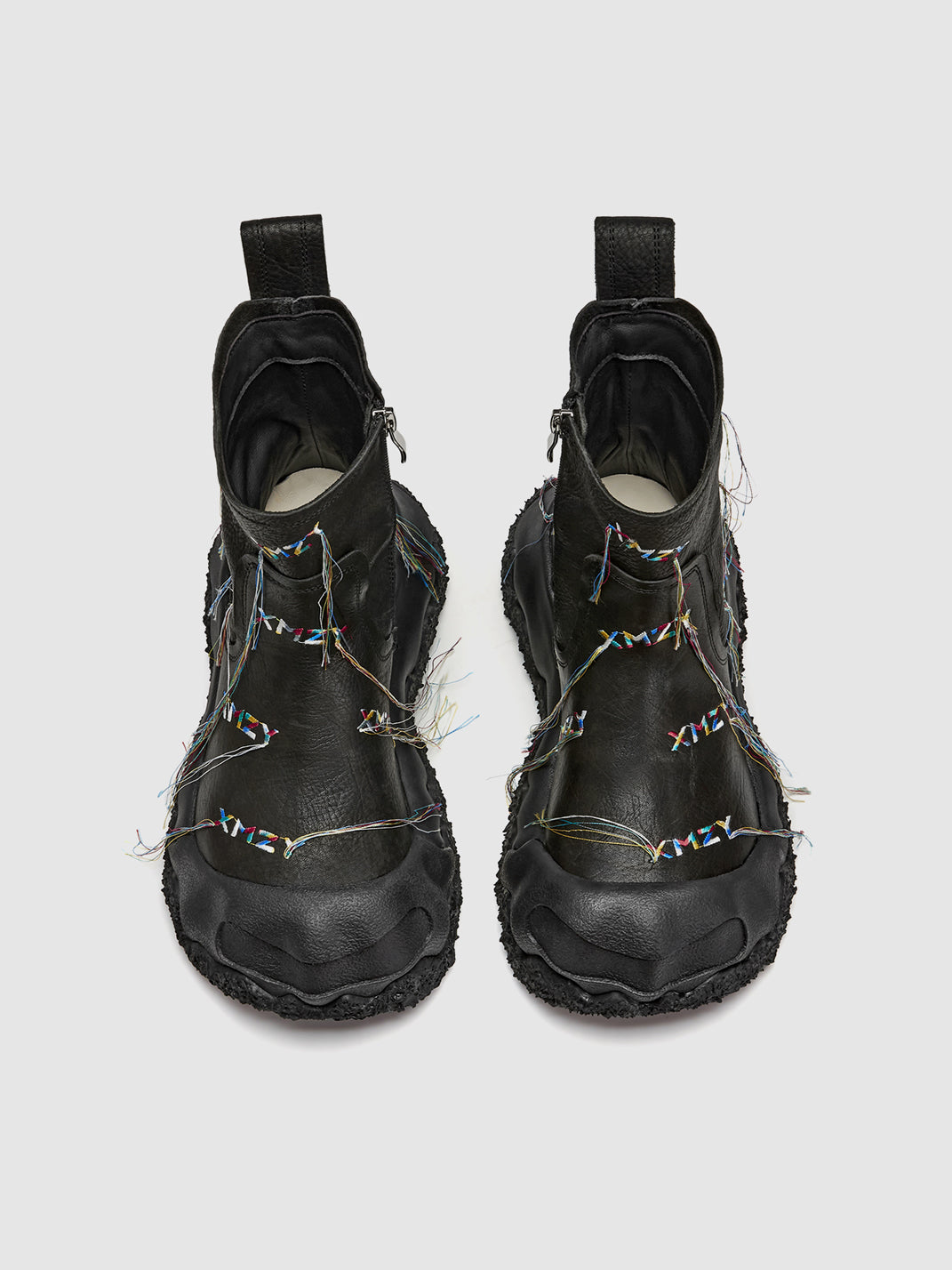 "geometric Planet" Western Fringed Ankle Boots Black