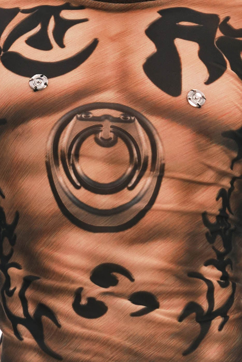 Tattoo-Illusion Sheer Mesh Long-Sleeve Top | Chiclara