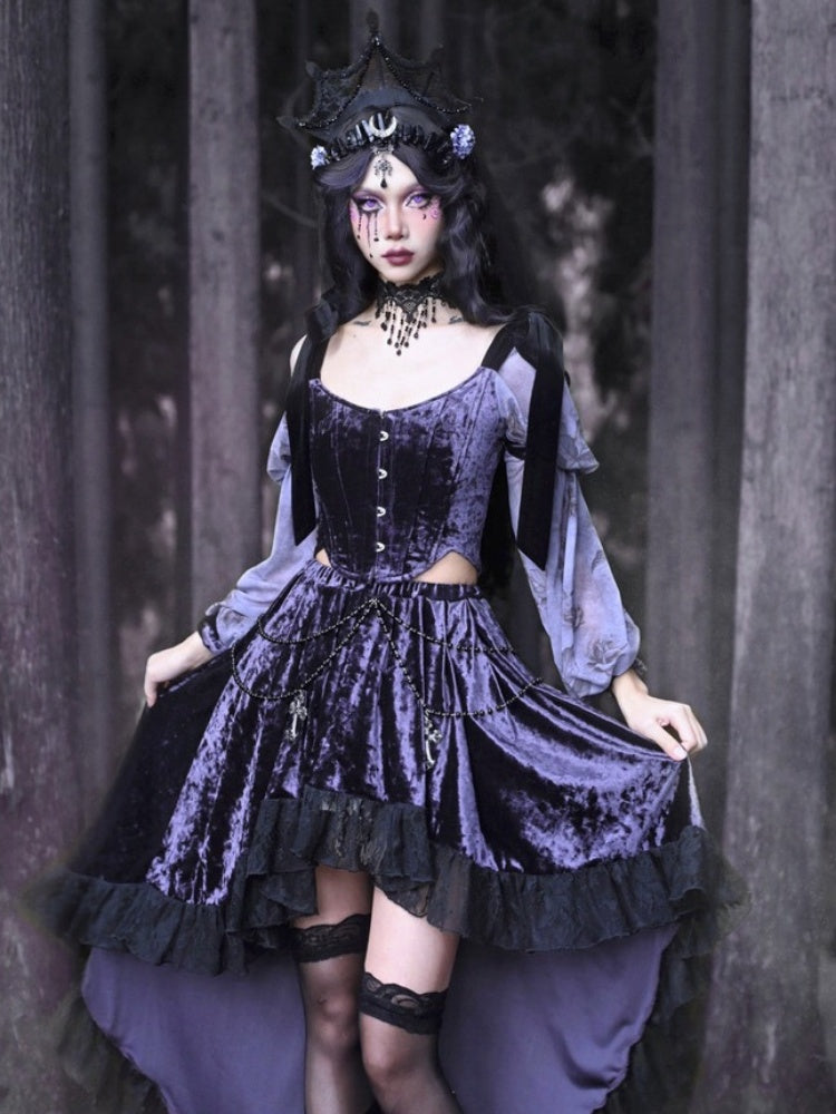 Velvet Bow Sleeve Corset