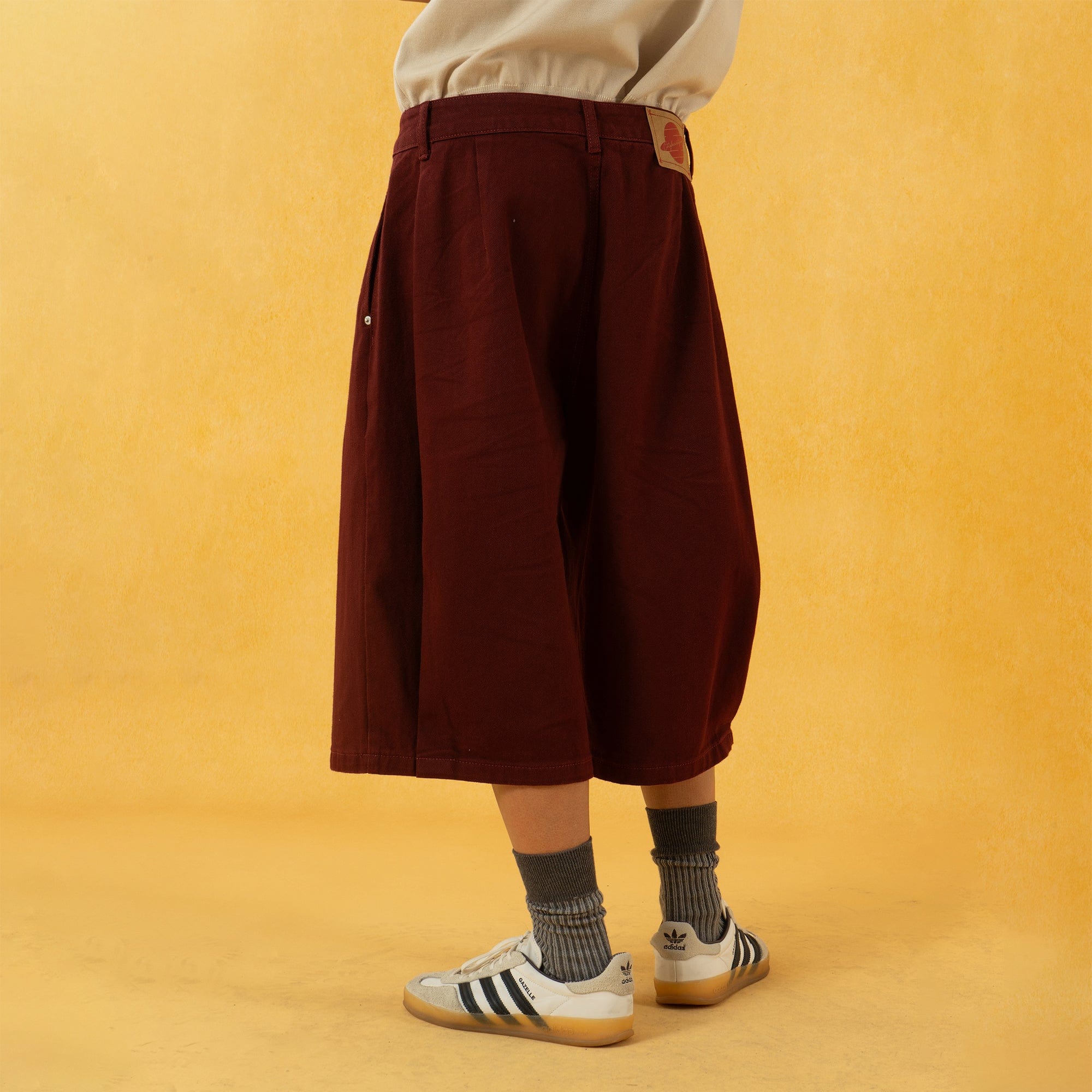 Classic Rivet Wide Leg Knee-Length Shorts