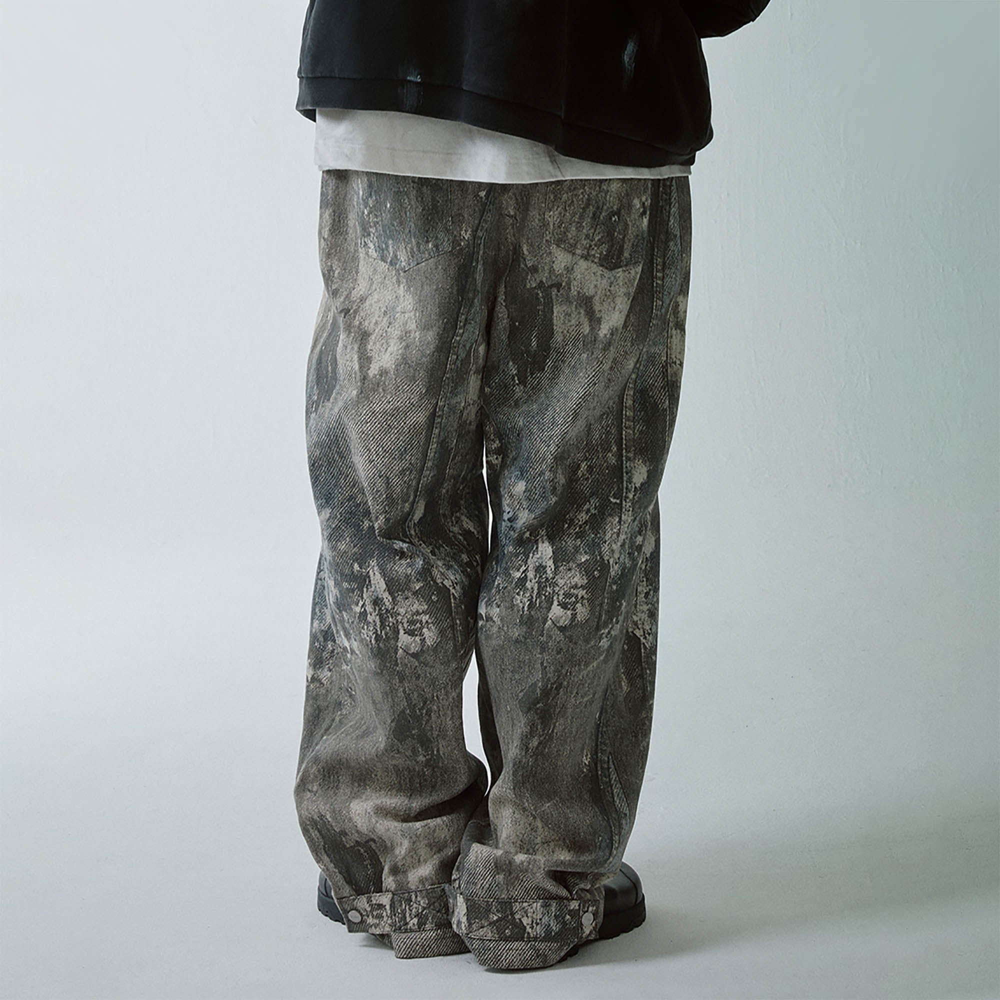 Acid Wash Straight-Leg Pants