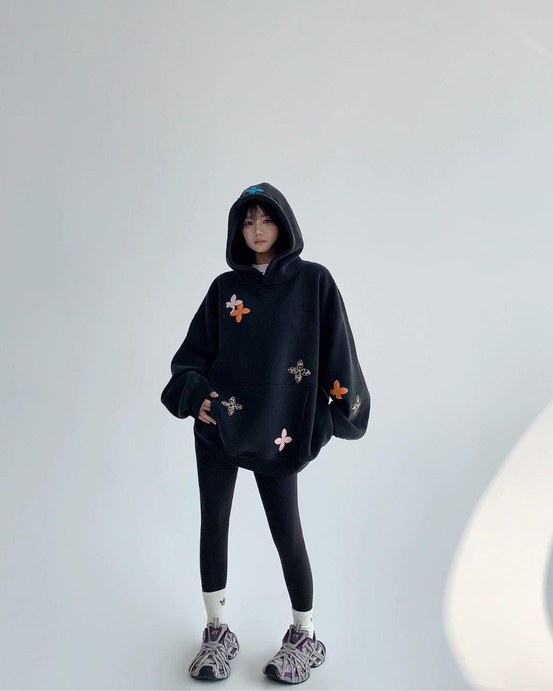 Midnight Bloom Oversized Petal Hoodie