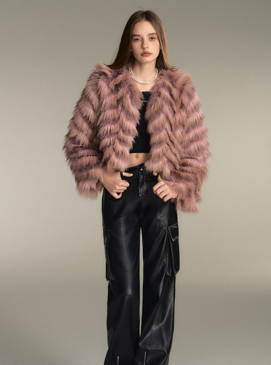 Golden Girl Gradient Eco-Friendly Fur Jacket - chiclara