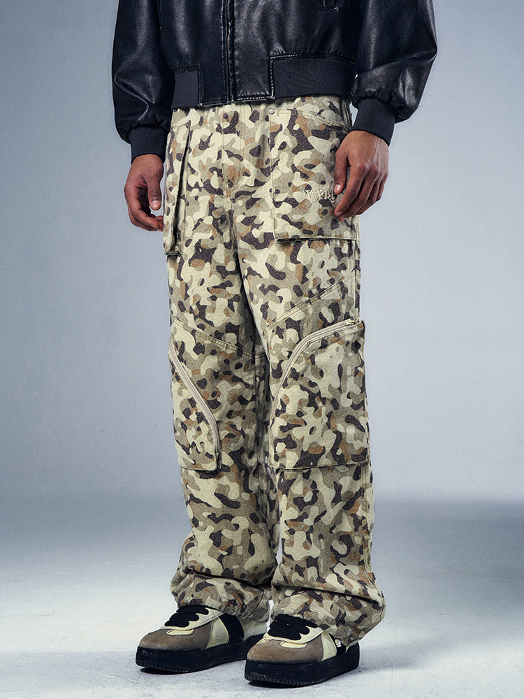 Durable Camouflage Print Multi-Pocket Cargo Pants - chiclara