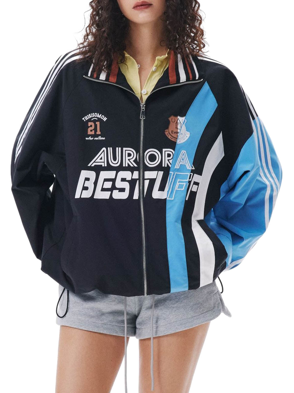 Vintage-Style Two-Tone Athletic Track Jacket