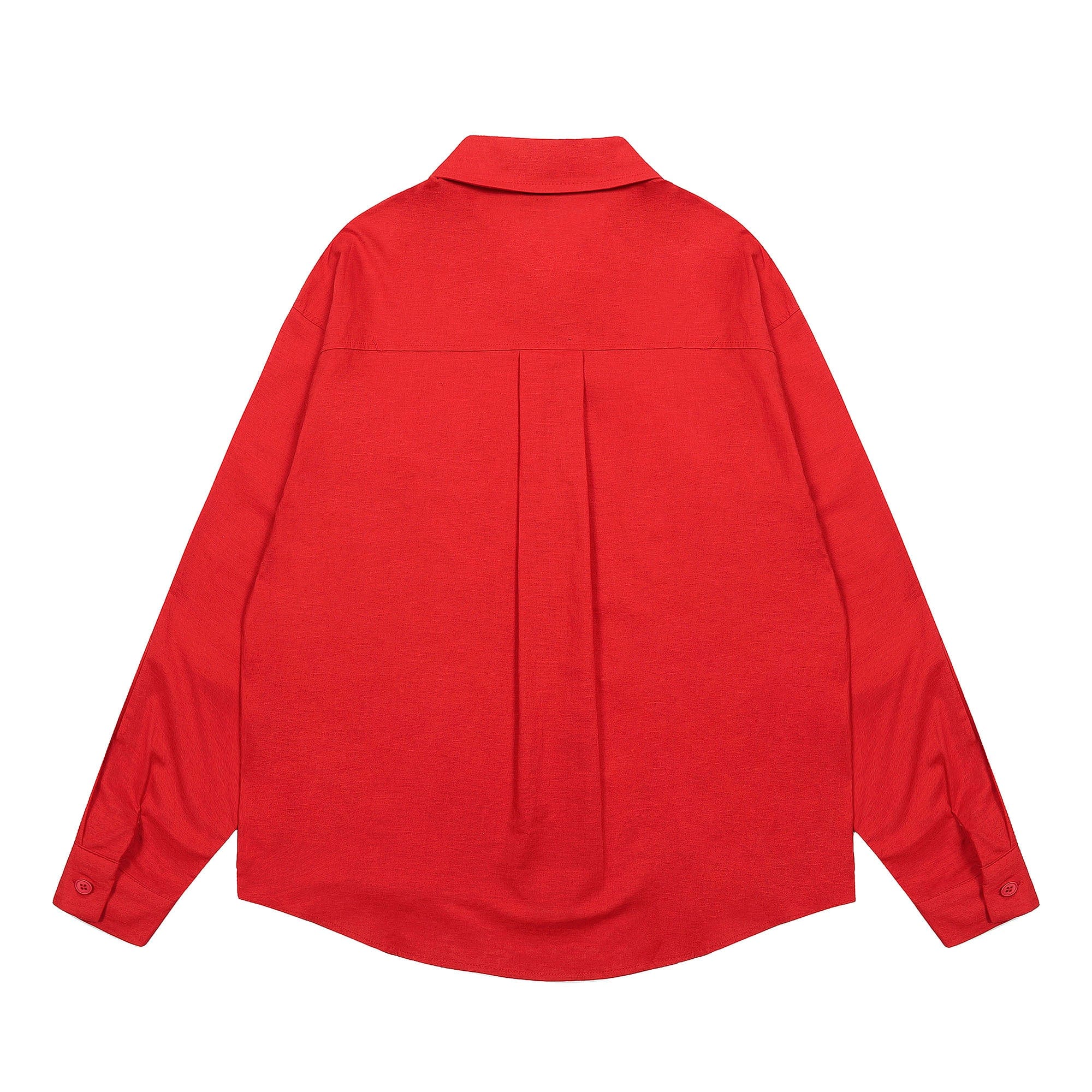 Red Embroidered Logo Button-Up Shirt
