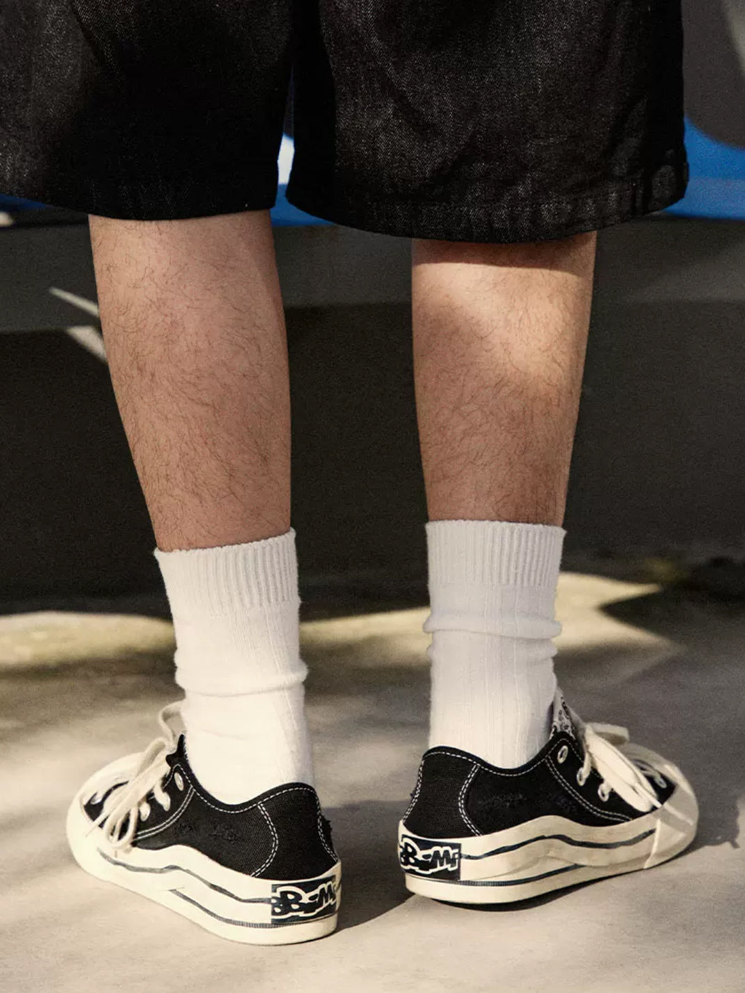 Layered-Sole Distressed Black Canvas Sneakers - view 5