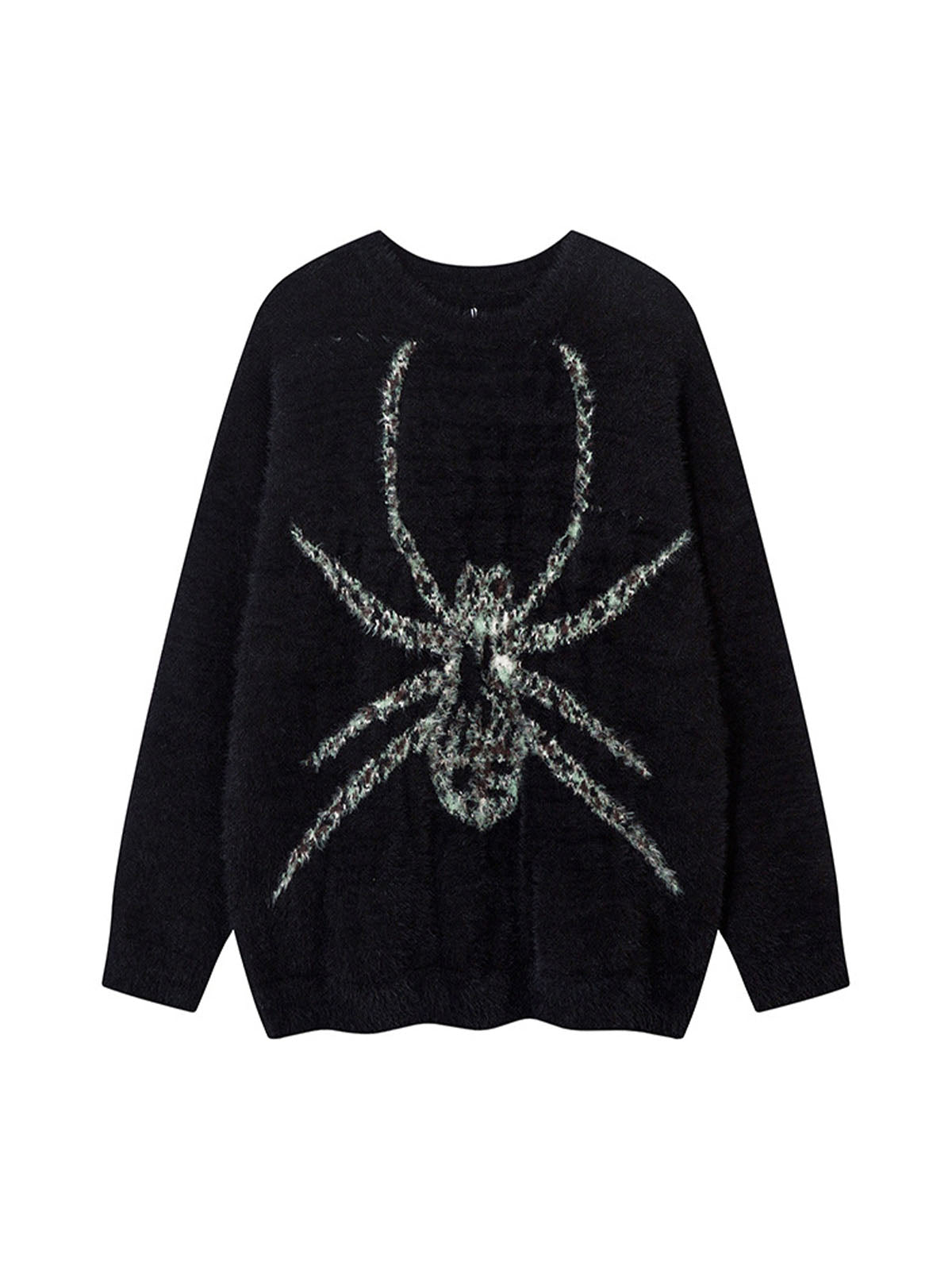 Thesupermade Spider Jacquard Knit Crew Neck Sweater