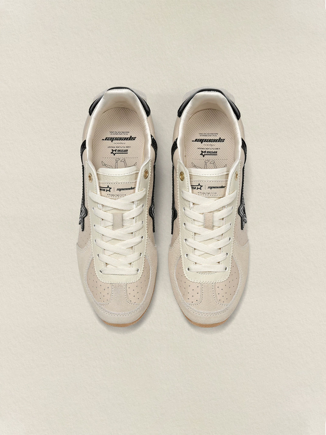 Cream Star-Panel Suede Low-Top Gumsole Sneakers - view 10