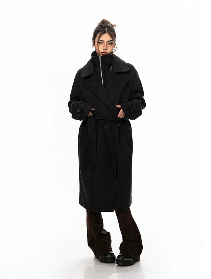 Oversized Belted Double Breasted Trench Coat