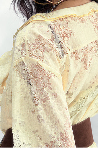 Lace Shirt Contrasting Diagonal Dress Set