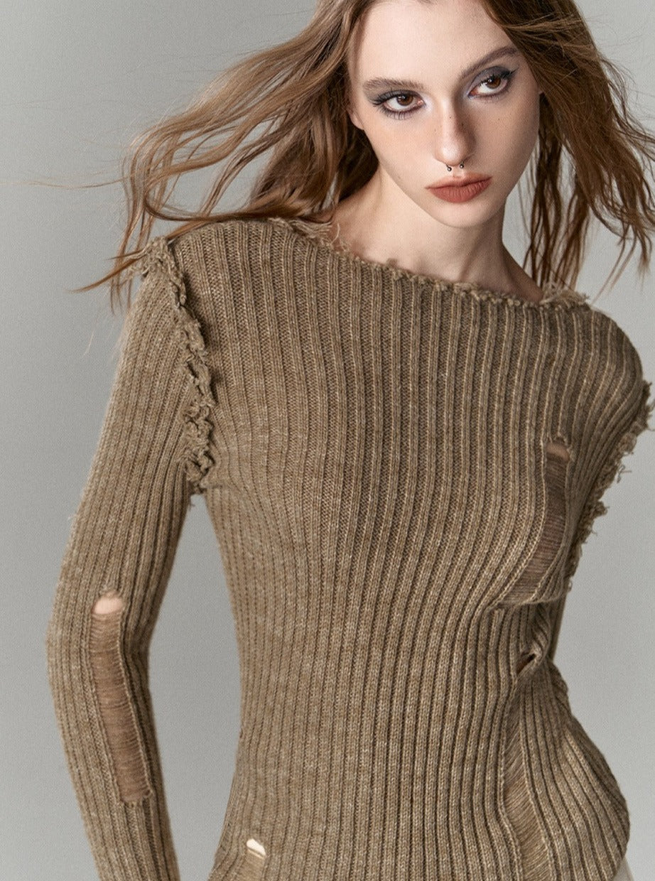 V-Neck Knit Sweater - chiclara