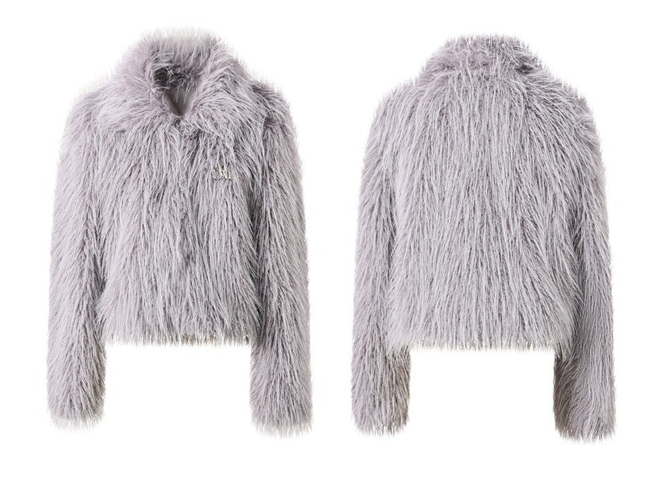 Composite Long Fur Short Jacket - chiclara