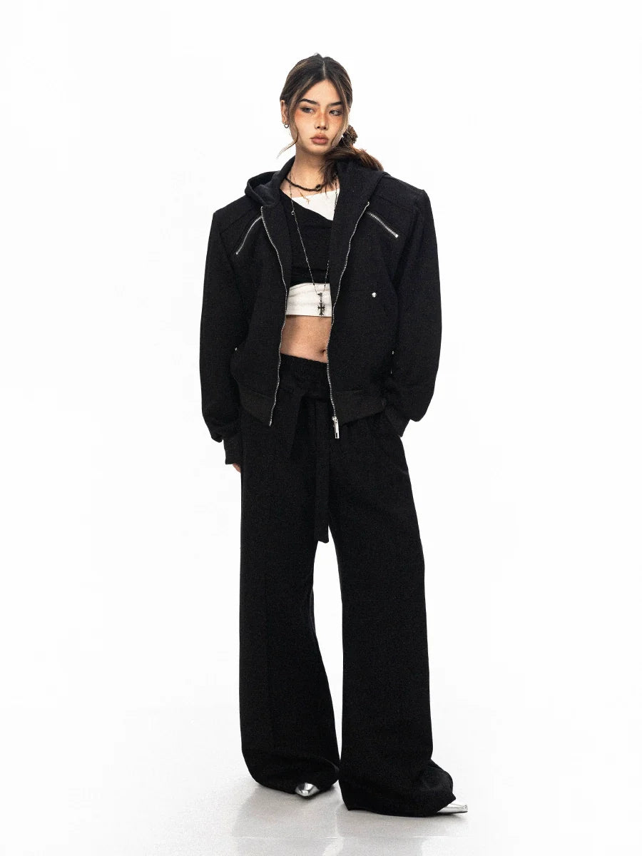 Structured Shoulders Jacket and Wide-Leg Jogger