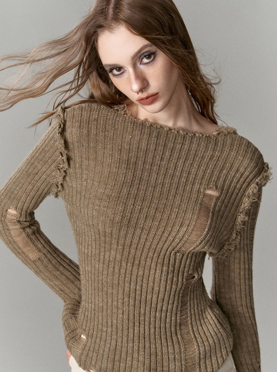 V-Neck Knit Sweater - chiclara