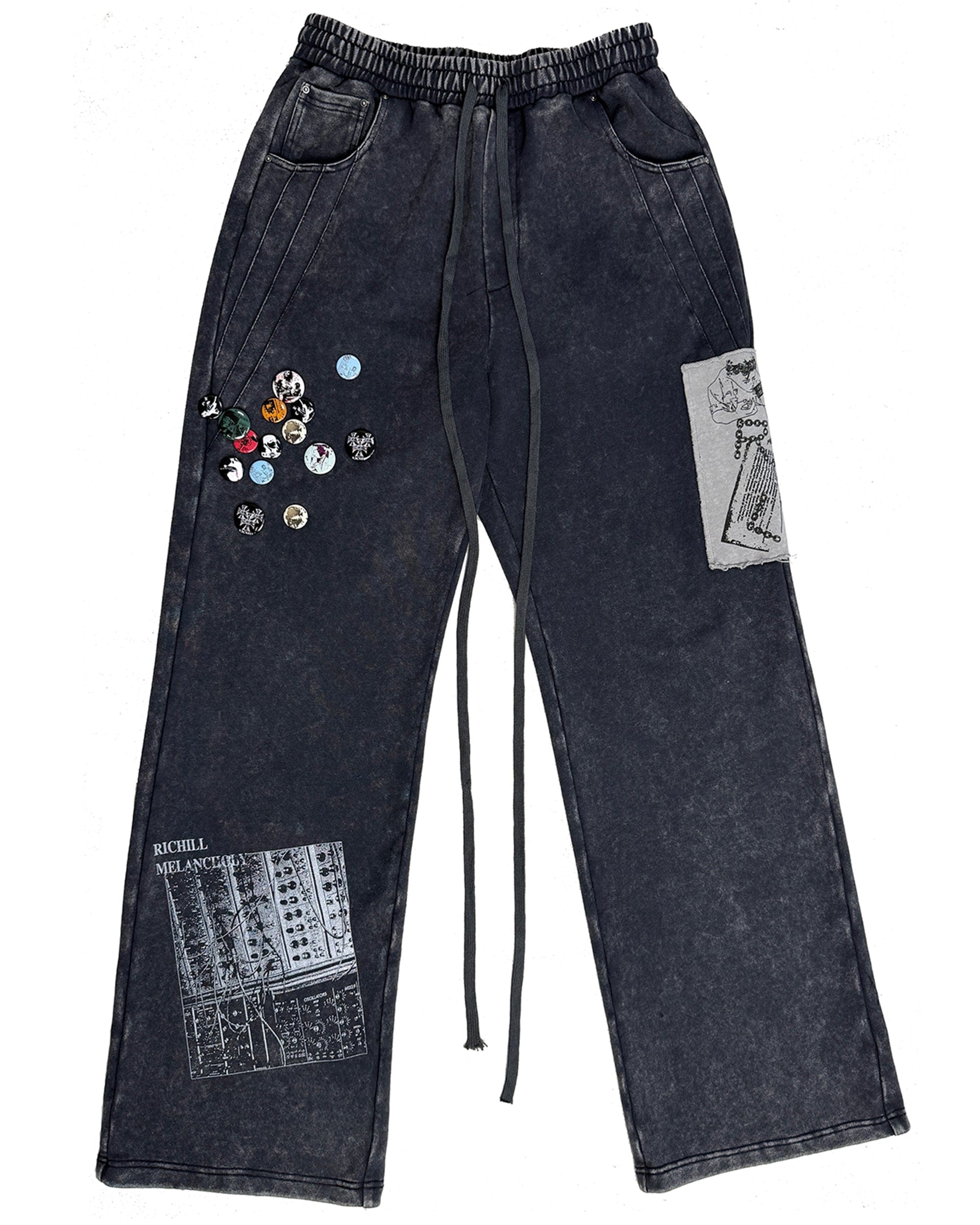 Pin Badges Velvet Wide-Leg Pants