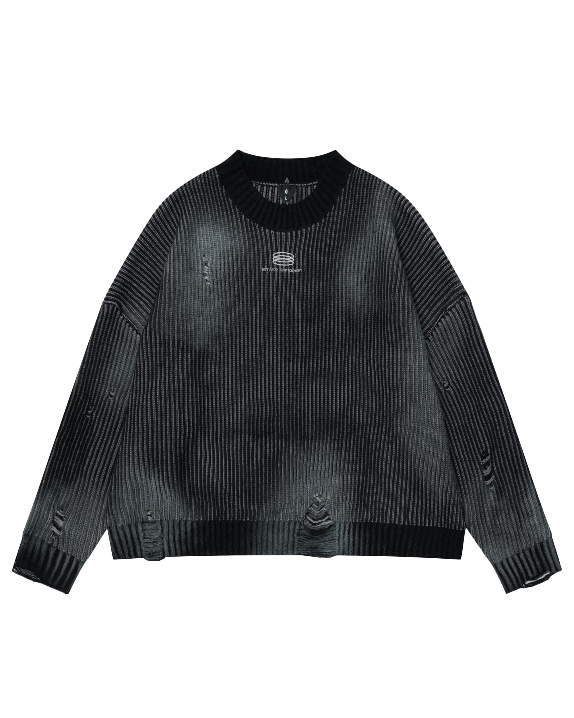 Distressed Ribbed Logo Sweater